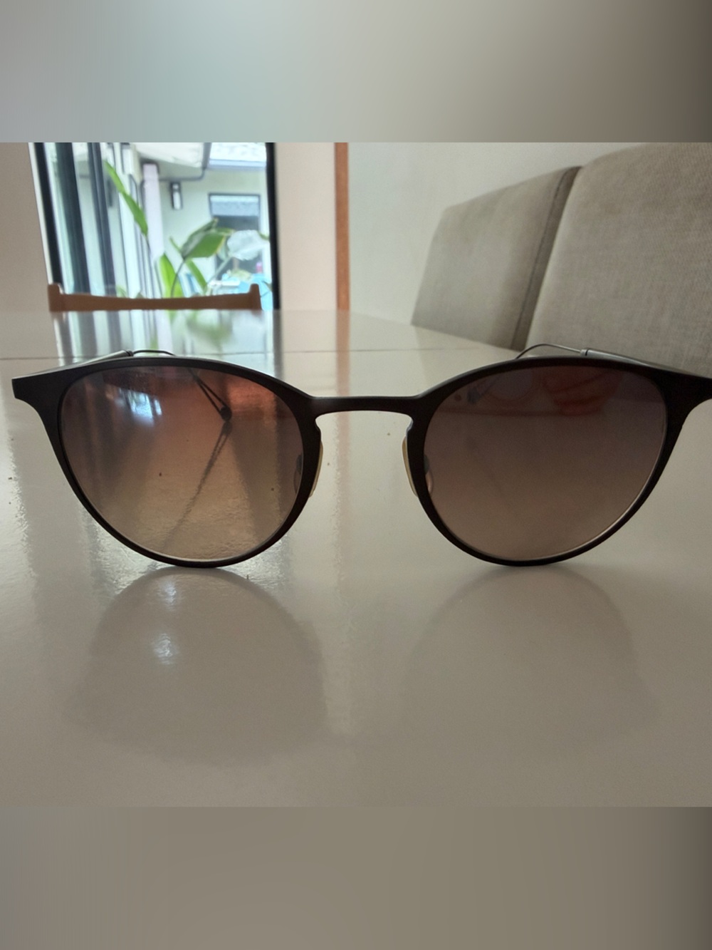 Garrett Leight Brown Frame Sunglasses with Brown Gradient Lenses